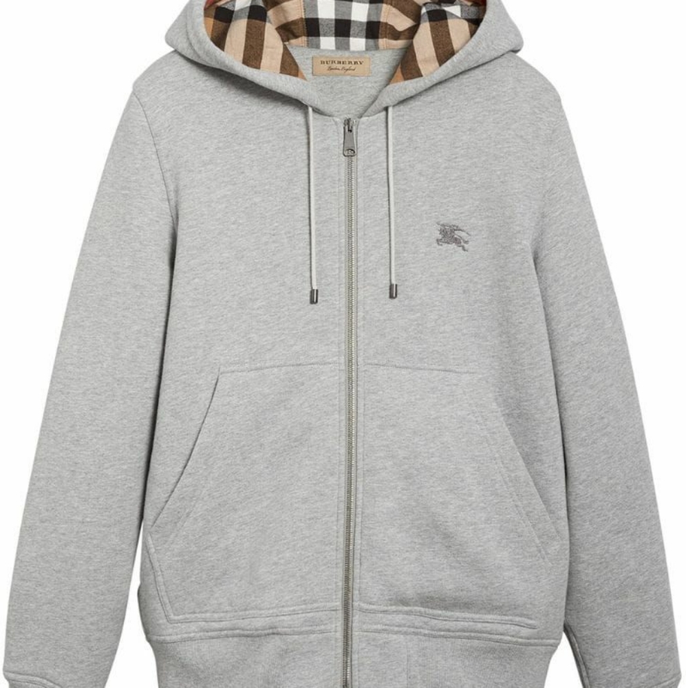 Burberry Nova  Pale Grey Melange Zip-front Cotton - Picture 2 of 7